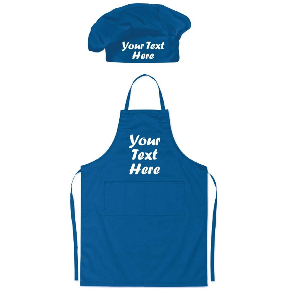 Personalised Blue Apron with Chef Hat Set